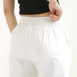 d&h Pack of 2 Women Regular Fit Yellow, White Pure Cotton Trousers image 2