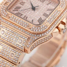 leathertone Elegant Rose Gold Crystal Link Bracelet Watch Analog Watch - For Men & Women A7 image 1