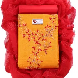 sun fashion and lifestyle Unstitched Polycotton Salwar Suit Material Embellished image 1