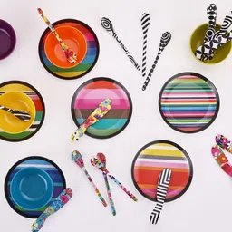 blank slate home French Bull- Garden Florals Multicolour Melamine (Set of 4) Table Spoon image 5