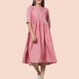 kfashionbh Women A-line Pink Maxi/Full Length Dress image 1