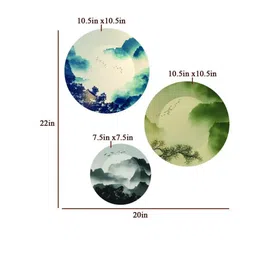 homscape Ceramic Wall Plates with Mountain Scenery Wall Hanging Plate Set of 3 image 2