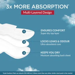 azah Ultra Soft Light Flow Sanitary Pads For Women | 100% Rash-Free | Leakproof Sanitary Pad image 3