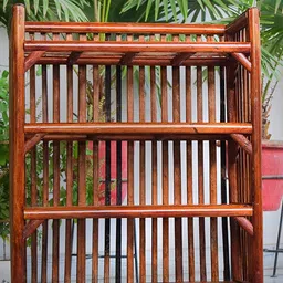 evra Wooden, Cane Rack Book Shelf rack for Office ,Utility Planter Bamboo Book Shelf Cane Open Book Shelf image 2