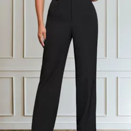 neysa Women Regular Fit Black Cotton Blend Trousers-picture-17