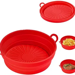 lakshminarayan sales Air Fryer Folding Silicone Pot Non-Stick Oven Pot Food Liners with Ear Handles Airfryer Tray-picture-17
