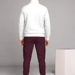 tripr Men Night Suit Set White, Maroon Solid image 2