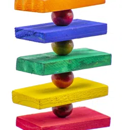 greenbirds TOYS Small or Medium-Sized Birds Toy Hanging Craft Bird Toy Pure Natural Colorful Bead With Bell For Parrots, Budgies, Cockatoo, Macaw, Hamster Bird Toy Wooden, Plastic Training Aid For Bird Wooden Perch For Bird image 5