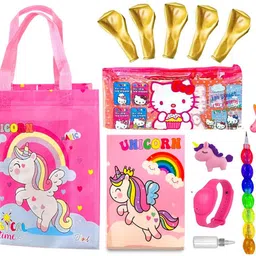 neel 13pcs Party Favor Return Gift Set for Kids, Birthday Gift Set in Bulk Cartoon Printed Stationery Gift Sets for School Pencil Pouch with Diary Bag Return Gift Art Polyester Pencil Box-picture-36