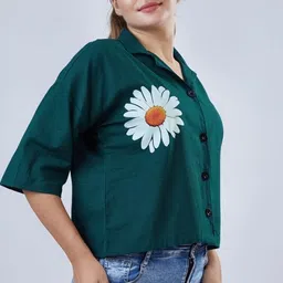 firstcutiepi Women Oversized Fit Self Design Spread Collar Casual Shirt image 5