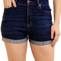 puella Solid Women Blue Denim Shorts-picture-24