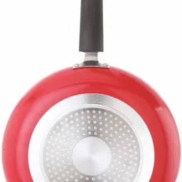 trishna Bliss Range Non-Stick Fry Pan Red Exterior Granite Texture Spatter Interior Fry Pan 24 cm diameter with Lid 1.7 L capacity image 3