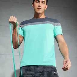 technosport Men Colorblock Round Neck Polyester Green T-Shirt image 5