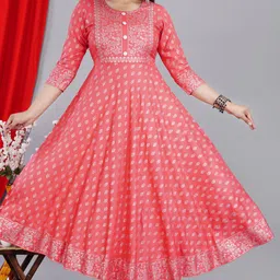 hand block print Women Printed Cotton Rayon Anarkali Kurta-picture-24