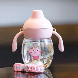 magic pebbles Eco-friendly Baby Water Bottle For Kids With Soft Silicone Spout & Strap-300ml image 1