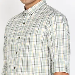 peter england Men Slim Fit Checkered Button Down Collar Casual Shirt image 5