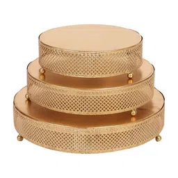 amaya decors Round Etching Line Buffet Riser Set of 3 image 5