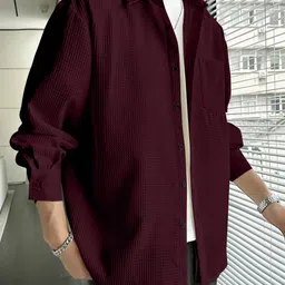 ugam traders Men Regular Fit Self Design Spread Collar Casual Shirt image 3