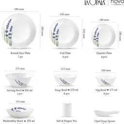 laopala Pack of 47 Opalware English Lavender Dinner Set image 3