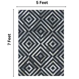 dazzhome Grey & Black Hair On Leather Chevron Hand Woven 5ftX7ft Carpet image 3