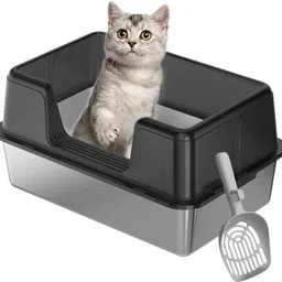 zibuyu Stainless Steel Cat Litter Large Anti Splash Design Clean Cat Pet Mat-picture-22