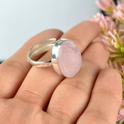reiki crystal products Certified Natural Rose Gemstone Adjustable Ring for Unisex Metal Quartz, Crystal Ring image 2