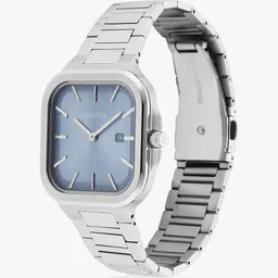 Titan ClaSSique Slim Square Blue Dial Silver SS Strap Analog Watch - For Men NT90176SM01 image 5