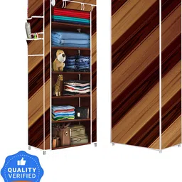 flipkart perfect homes studio 1 Door 6 Shelf Wall Panel Print Carbon Steel Collapsible Wardrobe-picture-12