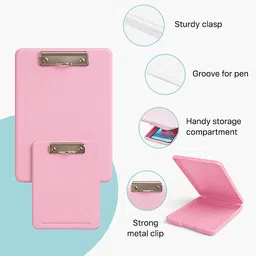 ssk A4 Plastic Folding Clipboard with Storage {B-1) image 2