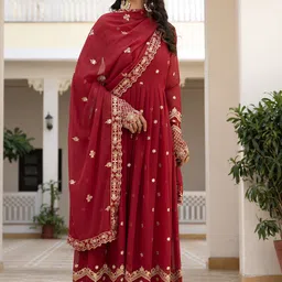 mat fashion Georgette Stitched Anarkali Gown image 4