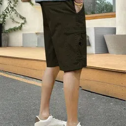 pitzz Solid Men Dark Green Cargo Shorts image 3