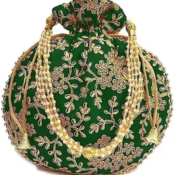 vinod handicrafts Women Green Potli-picture-44