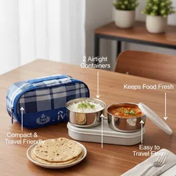 arivora Premium Stainless Steel Lunch Box Set & Insulated Carry Bag Office, School 3 Containers Lunch Box image 2