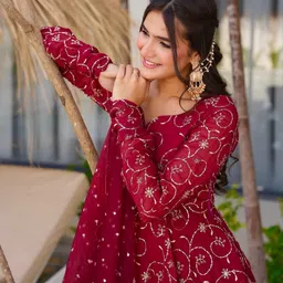 jay gopal tex Solid Cotton Silk Stitched Anarkali Gown image 4