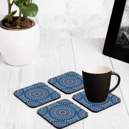 brahma design Mandala Blue MDF (Set of 4) Table Coaster-picture-29