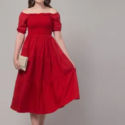 fashionforward Women Fit and Flare Red Maxi/Full Length Dress-picture-24