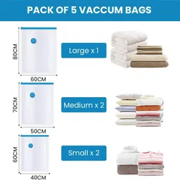 uratech Reusable Ziplock Space Saver Vacuum Bag, Space Saver Compression Sealer Bags , Travel Storage Vacuum Bags image 2