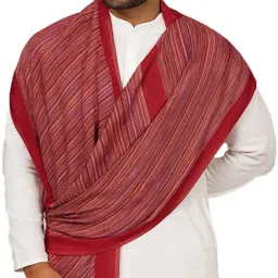 Striped Pure Wool Men Maroon Stole-image-83