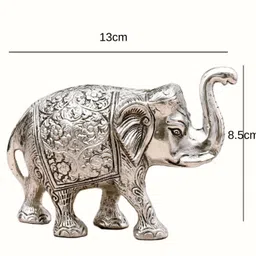 uniquepacks Beautiful Elephant Statue Silvet Polish 2 Pcs For Home Decor Elephant Figurines Decorative Showpiece - 8 cm image 2