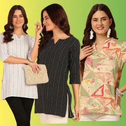 gfashion Pack of 3 Women Self Design Cotton Rayon Tunic Kurta-picture-30