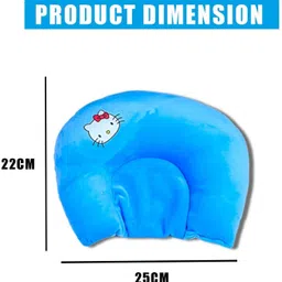 decronics Cotton Baby Pillow Pack of 1 Floral Cartoon Kids Pillow | Sleeping Cushion for Girls | Cute Animal Print( Blue) image 3