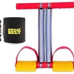 shopimoz Combo Yellow Double Steel Spring with Sweat Belt Size Free Fitness Accessory Kit Kit-picture-25