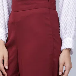 tokyo talkies Women Regular Fit Maroon Viscose Rayon Trousers image 4