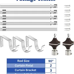 gloxy White, Brown Curtain Knobs, Curtain Rods, Rod Rail Bracket Metal image 3