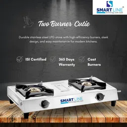 smart line Double Burner Cutie, ISI marked LPG cooktop with Cast Burners Stainless Steel Manual Gas Stove-picture-19