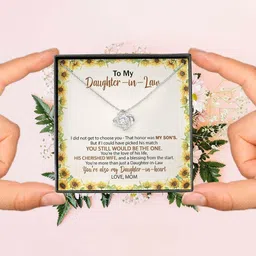 rakva To My Daughter-in-Law Necklace Wedding Gift From Mother-in-Law Zircon Silver Pendant Set-picture-16