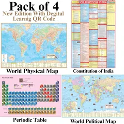 gajalakshmii finances Pack of 4 India Maps & Charts – World Political, World Physical, Constitution & Periodic Table Chart – 28x40 Inch, 90 GSM Thick Paper, Soft English Medium, QR Code, SSC UPSC Competitive Exam Study Material Paper Print-picture-20