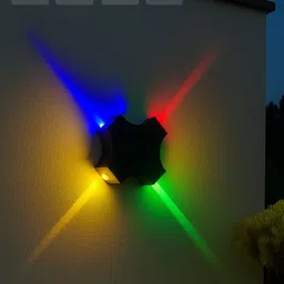 hybrix LED 4 Way Indoor/Outdoor Wall/Ceiling Laser light (8 Watt) Shockproof Elegant Water Proof Fiber Body, Multicolor Light Color (PACK OF 1) Post Light Outdoor Lamp image 5
