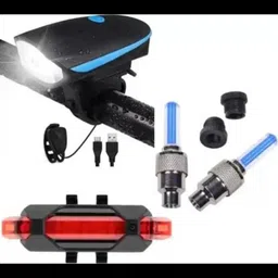 gjshop Rechargeable Cycle Front, Rear & Valve Light and with Horn Waterproof LED Front Rear Light Combo-picture-26