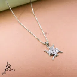 parnika Divine Ganesha Carved Swastik Pure 92.5 Sterling Silver Pendant image 2